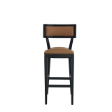 The Bogart Bar Stool in Black with Caramel Seat Pad