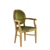 Chandelle Armchair in Gold with Chartreuse Green Seat Pad