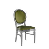 Chandelle Chair in Silver with Chartreuse Green Seat Pad