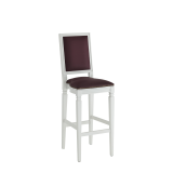 CKC Bar Stool in White with Claret Wine Seat Pad