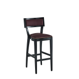 The Bogart Bar Stool in Black with Claret Wine Seat Pad