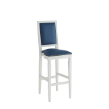 CKC Bar Stool in White with Cornflower Blue Seat Pad