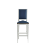 CKC Bar Stool in White with Cornflower Blue Seat Pad