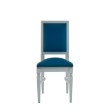 CKC Chair in White with Cornflower Blue Seat Pad