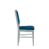 CKC Chair in White with Cornflower Blue Seat Pad