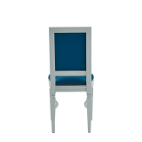 CKC Chair in White with Cornflower Blue Seat Pad