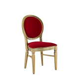 Chandelle Chair in Gold with Crimson Red Velvet Seat Pad