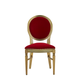 Chandelle Chair in Gold with Crimson Red Velvet Seat Pad