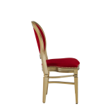 Chandelle Chair in Gold with Crimson Red Velvet Seat Pad