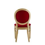 Chandelle Chair in Gold with Crimson Red Velvet Seat Pad