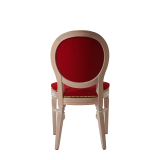 Chandelle Chair in Ivory with Crimson Red Velvet Seat Pad