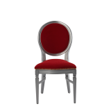 Chandelle Chair in Silver with Crimson Red Velvet Seat Pad