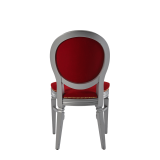 Chandelle Chair in Silver with Crimson Red Velvet Seat Pad