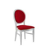 Chandelle Chair in White with Crimson Red Velvet Seat Pad