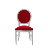 Chandelle Chair in White with Crimson Red Velvet Seat Pad