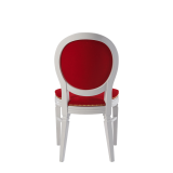 Chandelle Chair in White with Crimson Red Velvet Seat Pad