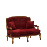 Paris Settee Sofa in Gold upholstered in Crimson Red Velvet