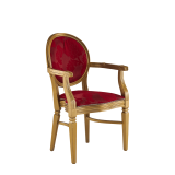 Chandelle Armchair in Gold with Damask Bordeaux Seat Pad