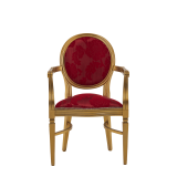 Chandelle Armchair in Gold with Damask Bordeaux Seat Pad