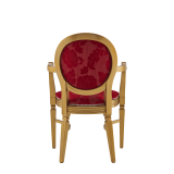 Chandelle Armchair in Gold with Damask Bordeaux Seat Pad