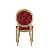 Chandelle Chair in Gold with Damask Bordeaux Seat Pad