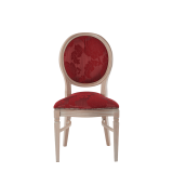 Chandelle Chair in Ivory with Damask Bordeaux Seat Pad