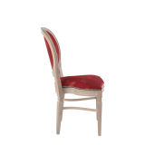 Chandelle Chair in Ivory with Damask Bordeaux Seat Pad