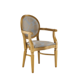 Chandelle Armchair in Gold with Damask Moonshine Seat Pad