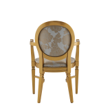 Chandelle Armchair in Gold with Damask Moonshine Seat Pad