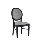 Chandelle Chair in Black with Damask Moonshine Seat Pad