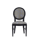 Chandelle Chair in Black with Damask Moonshine Seat Pad