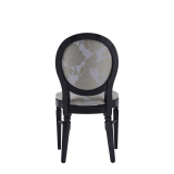 Chandelle Chair in Black with Damask Moonshine Seat Pad