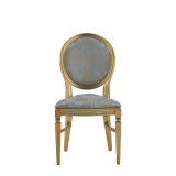 Chandelle Chair in Gold with Damask Moonshine Seat Pad