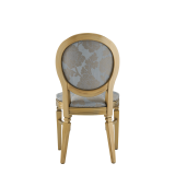 Chandelle Chair in Gold with Damask Moonshine Seat Pad