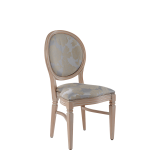 Chandelle Chair in Ivory with Damask Moonshine Seat Pad