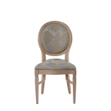 Chandelle Chair in Ivory with Damask Moonshine Seat Pad