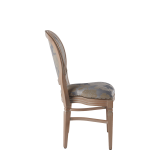 Chandelle Chair in Ivory with Damask Moonshine Seat Pad