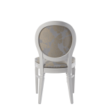 Chandelle Chair in White with Damask Moonshine Seat Pad