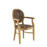 Chandelle Armchair in Gold with Damask Taupe Seat Pad