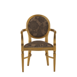 Chandelle Armchair in Gold with Damask Taupe Seat Pad