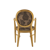 Chandelle Armchair in Gold with Damask Taupe Seat Pad