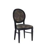 Chandelle Chair in Black with Damask Taupe Seat Pad
