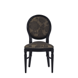 Chandelle Chair in Black with Damask Taupe Seat Pad