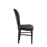 Chandelle Chair in Black with Damask Taupe Seat Pad