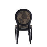 Chandelle Chair in Black with Damask Taupe Seat Pad