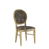 Chandelle Chair in Gold with Damask Taupe Seat Pad