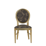 Chandelle Chair in Gold with Damask Taupe Seat Pad