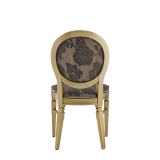 Chandelle Chair in Gold with Damask Taupe Seat Pad