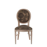 Chandelle Chair in Ivory with Damask Taupe Seat Pad