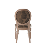 Chandelle Chair in Ivory with Damask Taupe Seat Pad